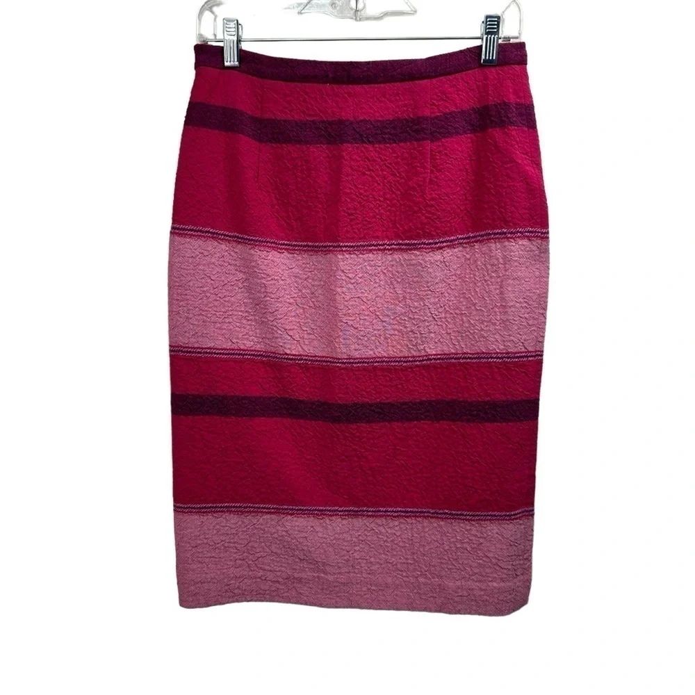 Anthropologie HD in Paris Pink Colorblock Designer Pencil Skirt, size 4
